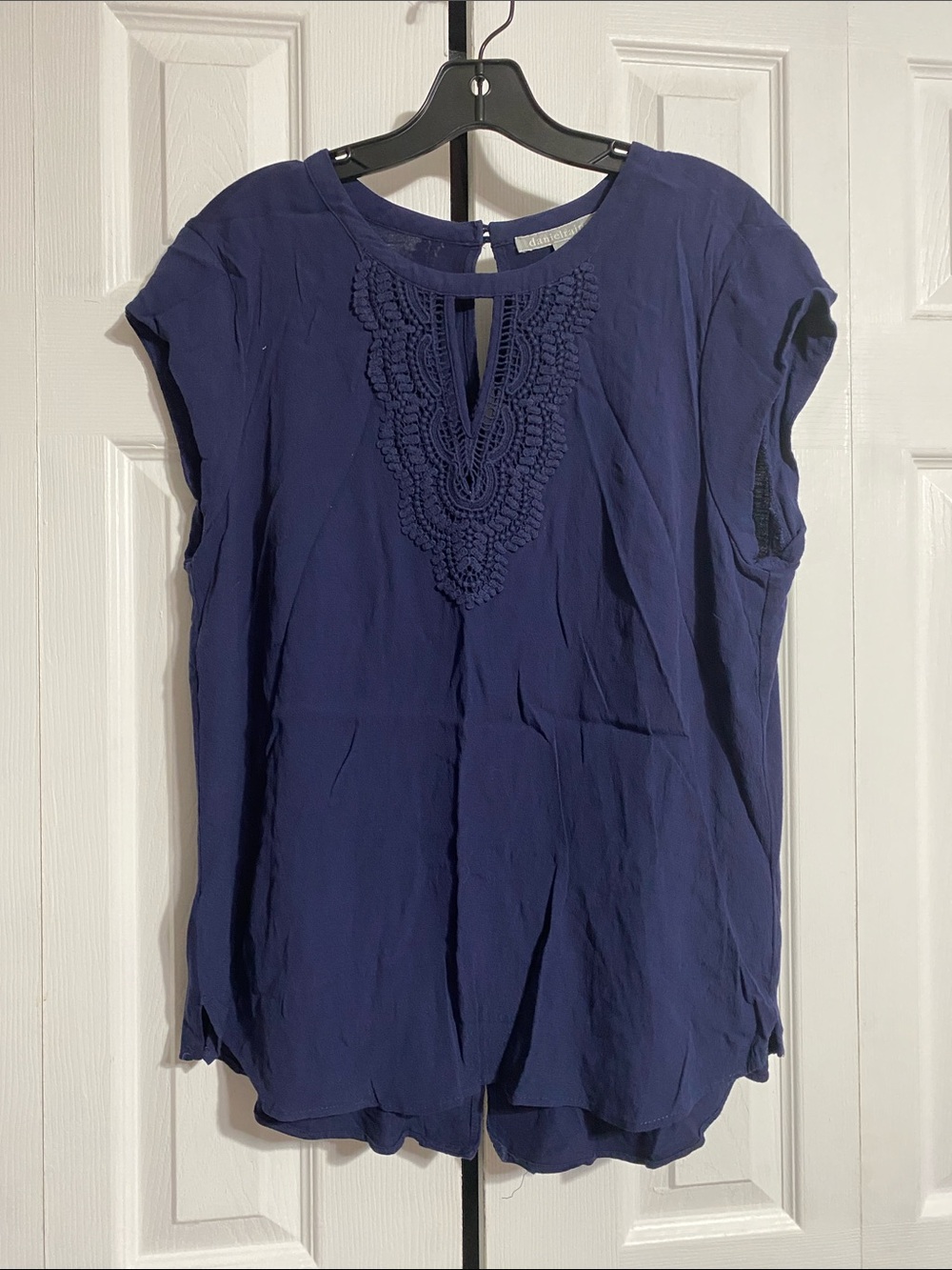 Daniel Rainn navy blue & lace sleeveless top shirt blouse size XL